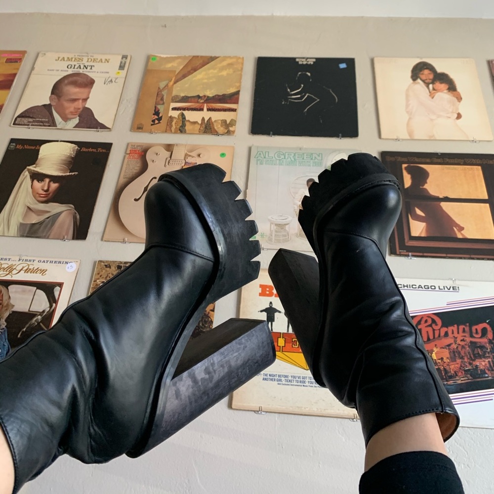 Jeffrey Campbell BLK Leather Mulder Platform Boot